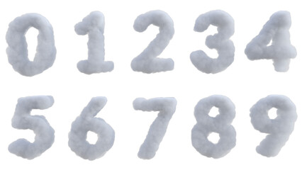 Cloud alphabet number. 3d render isolated
