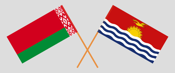 Crossed flags of Belarus and Kiribati. Official colors. Correct proportion