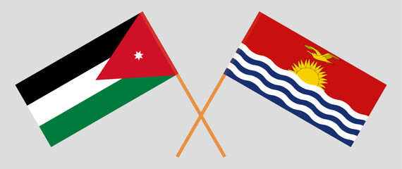 Crossed flags of Jordan and Kiribati. Official colors. Correct proportion