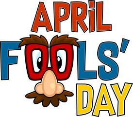 Outlined April Fools Day Funny Cartoon Text Sign. Vector Hand Drawn Illustration With Background