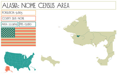 Large and detailed map of Nome Census Area in Alaska, USA.
