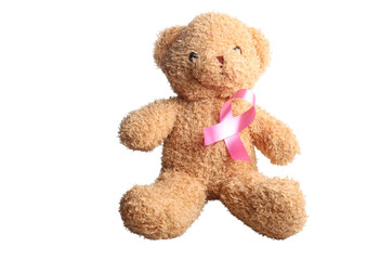 Brown teddy bear on white background.Isolated