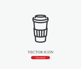Paper cup vector icon. Editable stroke. Symbol in Line Art Style for Design, Presentation, Website or Mobile Apps Elements, Logo.  Paper cup symbol illustration. Pixel vector graphics - Vector
