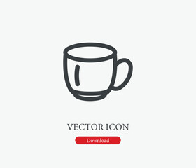 Cup vector icon. Editable stroke. Symbol in Line Art Style for Design, Presentation, Website or Mobile Apps Elements, Logo.  Cup symbol illustration. Pixel vector graphics - Vector