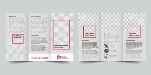 Pizza  trifold brochure template. A clean, modern, and high-quality design tri fold brochure vector design. Editable and customize template brochure