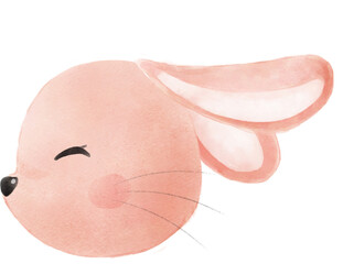 cute sweet kawaii happy smile baby bunny rabbit watercolour cartoon  kid animal spring Easter egg