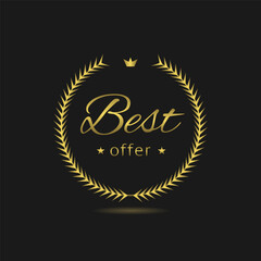 Best offer golden laurel wreath vector label