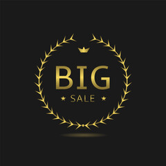 Big sale golden laurel wreath vector label