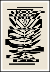 Minimalist poster with abstract leaf composition, contemporary collage style
