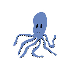 Octopus Character sea animal on deep background. Wild life illustration. Underwear world. Vector illustration.
