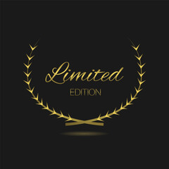 Limited edition golden laurel wreath vector label