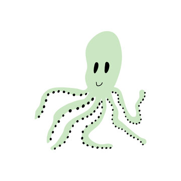 Octopus Character sea animal on deep background. Wild life illustration. Underwear world. Vector illustration.