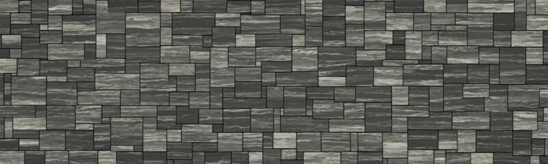 Macro texture of slate and concrete tile, creating rough and natural stone wall background with dark and grey tones. Vector