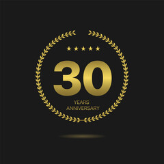 30 years Anniversary golden laurel wreath label