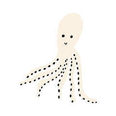 Octopus Character sea animal on deep background. Wild life illustration. Underwear world. Vector illustration.