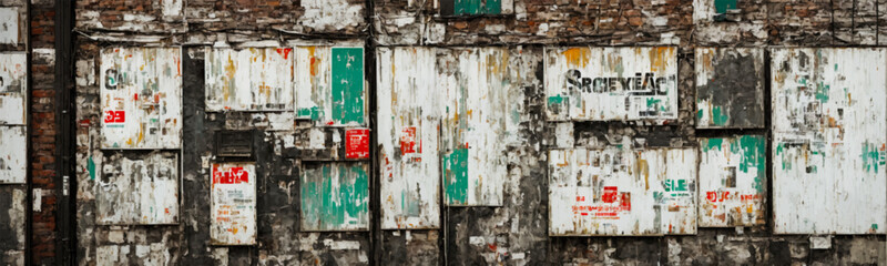 Old white paper poster background with torn edges, wrinkles, and glue effects. Perfect as mockup or advertising template for urban or retro campaign. Vector