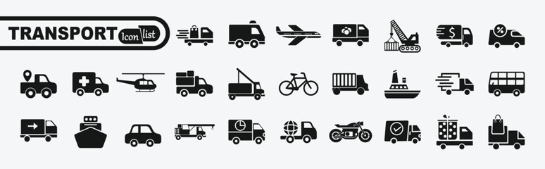 Transport Icons.   Simple vector illustration.
 