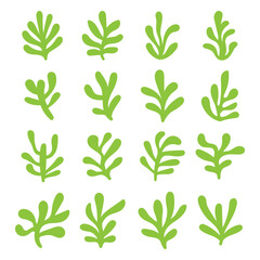 Cute green leaf plant art decoration vector illustration.