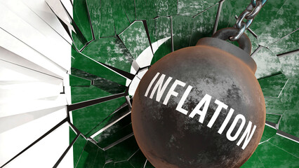 Pakistan and Inflation that destroys the country and wrecks the economy. Inflation as a force causing possible future decline of the nation,3d illustration