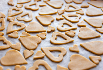 Fototapeta na wymiar Homemade cookies of heart shape, baked for st. valentines day