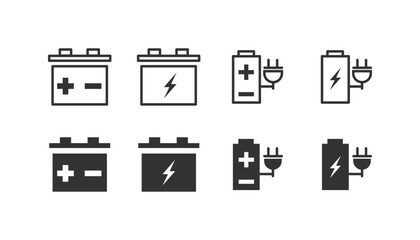 accumulator icons set isolated on white background. battery icon trendy and modern symbol for web, app, UI. energy, battery icon simple sign