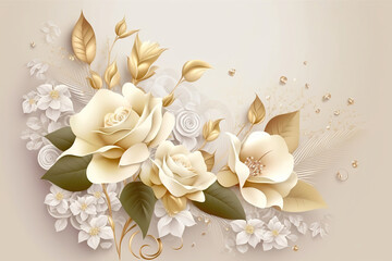 Wedding corner flower design, floral card, illustration generative ai