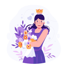 Beautiful womens flat illustration 