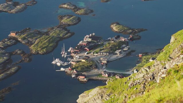 Lovund Island Village In Luroy, Nordland County, Norway. - high angle