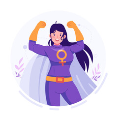 Power girls flat illustration