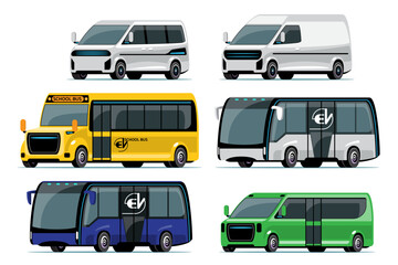 Fototapeta premium Car vector template on white background. van, bus, transport vehicle, van, electric bus, automobile in cartoon style. For infographics, commercial, web and game design.