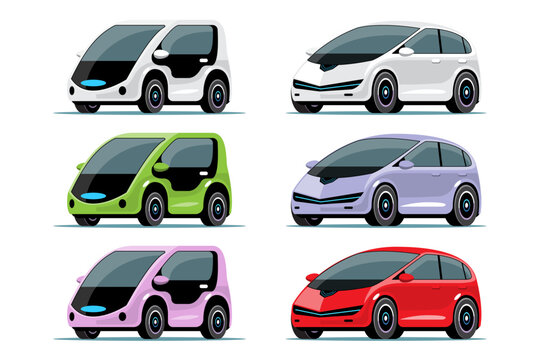 Car vector template on white background. car, eco car, electric car, automobile in cartoon style. For infographics, commercial, web and game design.
