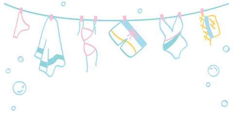 Beach clothes hanging - outline