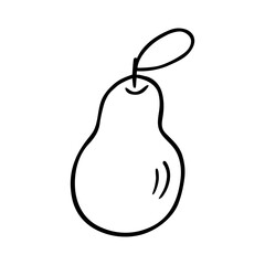 Pear doodle, cooking nutrient. Hand-drawn sweet food, proper eating, healthy diet. Sketch, minimalism, line art. Isolated. Vector illustration