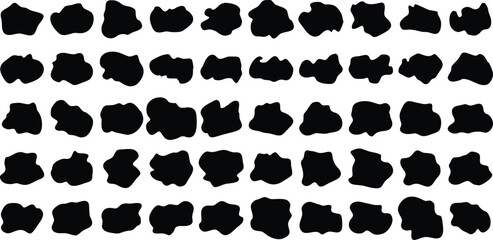 Hand Drawn Organic Shapes Liquid and fluid shape Black symbol Black color 50 Set