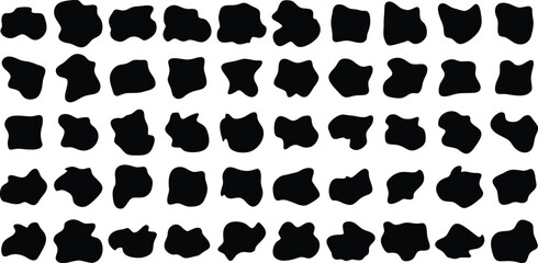 Hand Drawn Organic Shapes Liquid and fluid shape Black symbol Black color 50 Set