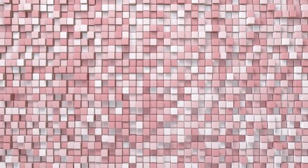 Fototapeta premium Random structure of cubes of different heights. Abstract geometric background in red and white colors. 3d render