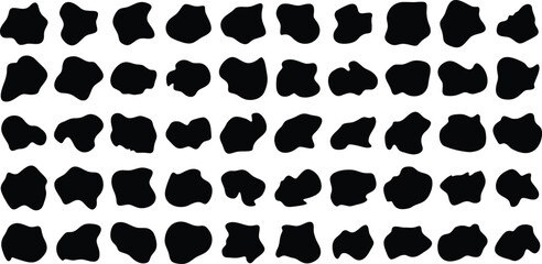 Hand Drawn Organic Shapes Liquid and fluid shape Black symbol Black color 50 Set