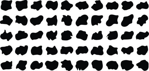 Hand Drawn Organic Shapes Liquid and fluid shape Black symbol Black color 50 Set