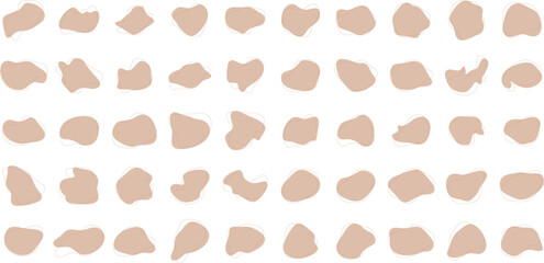 Hand Drawn Organic Shapes Liquid and fluid shape Black symbol Brown color 50 Set