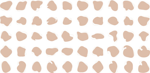 Hand Drawn Organic Shapes Liquid and fluid shape Black symbol Brown color 50 Set