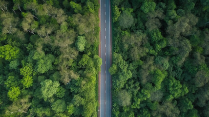 aerial photography of curved road on summer, colorful sumer nature colors on trees with sunset light