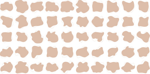 Hand Drawn Organic Shapes Liquid and fluid shape Black symbol Brown color 50 Set
