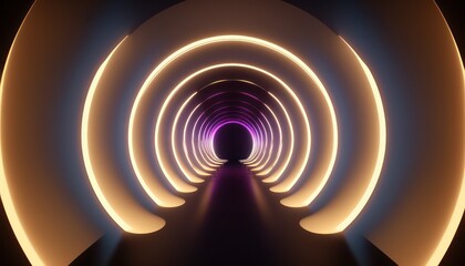 Neon light tunnel, generative ai