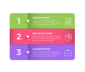 Business infographic design template with three vertical options or steps, process, workflow template