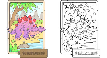 prehistoric dinosaur stegosaurus, illustration design