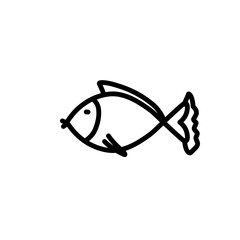 Fish Line Icon, Fish outline,  Doodle Fish