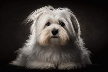 Coton de Tulear Dog: Graceful and Playful Companion on a Dark Canvas