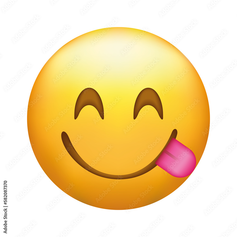 Poster Emoji Face Savouring Delicious Food, Smiling Face savoring Licking Lips, smiley emoticon.