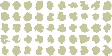 Hand Drawn Organic Shapes Liquid and fluid shape Black symbol Green color 50 Set