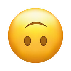 Upside down emoji. Silly emoticon, inverted smiling yellow face.